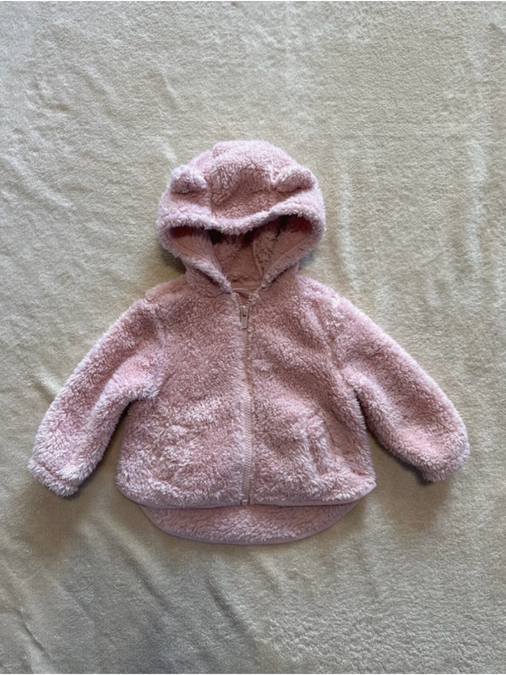 Old Navy Light Pink Teddy Puffer Jacket with Hood
